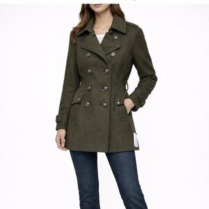 Fleet Street Ltd Olive Green Pea Coat XS NWT Double Breasted Military Classic